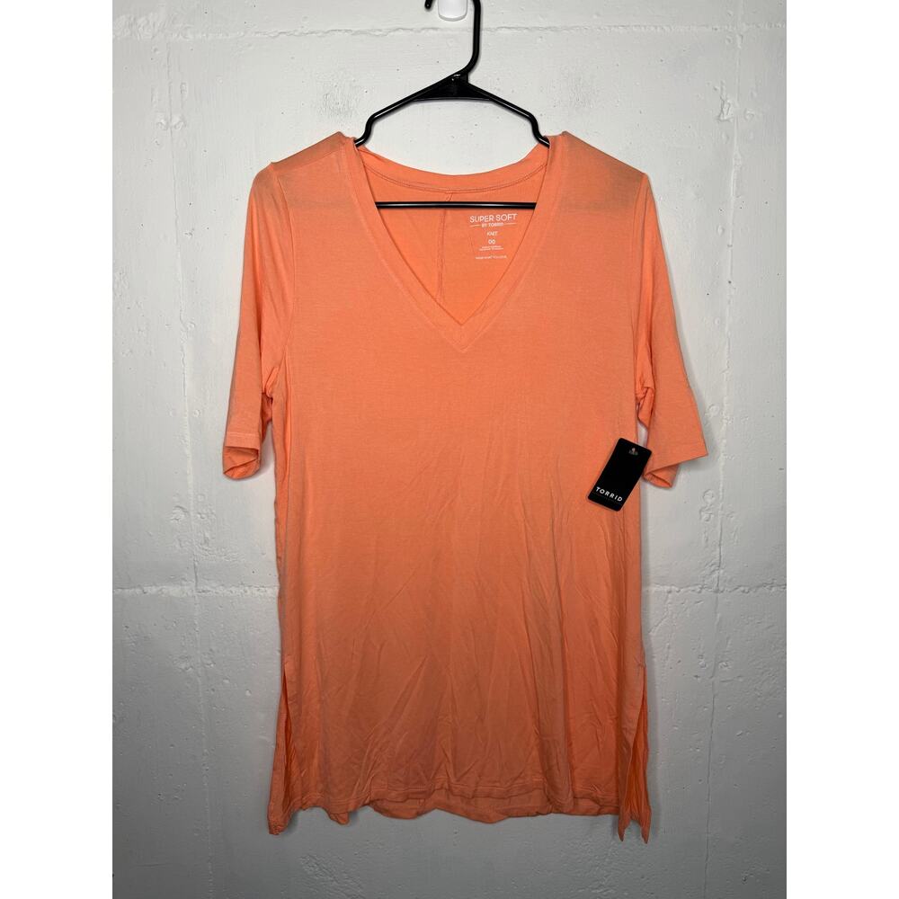 NEW Torrid Womens Favorite Tunic Super Soft Knit V Neck Orange Size 00X M/L